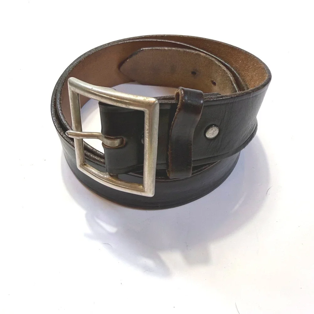 Brookfield Uniforms Mens Leather Belt Brown Silver Square Buckle  1.5in Sz 38
